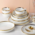 White Porcelain Plates for Food Dinner Set Dishes Salad Soup Bowl Ceramic Plates and Bowls Set  Service for 2/4/6/8 Person